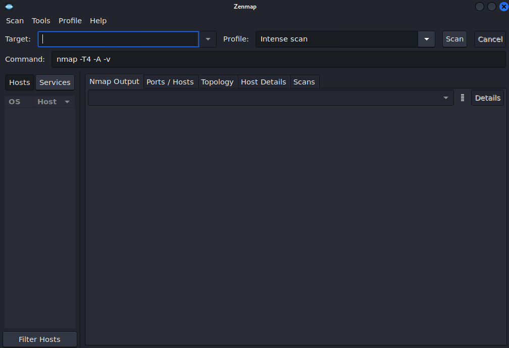 Picture of Zenmap menu