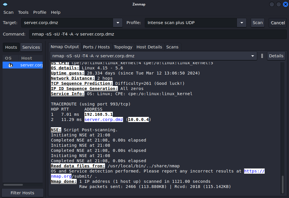 Picture of Zenmap output