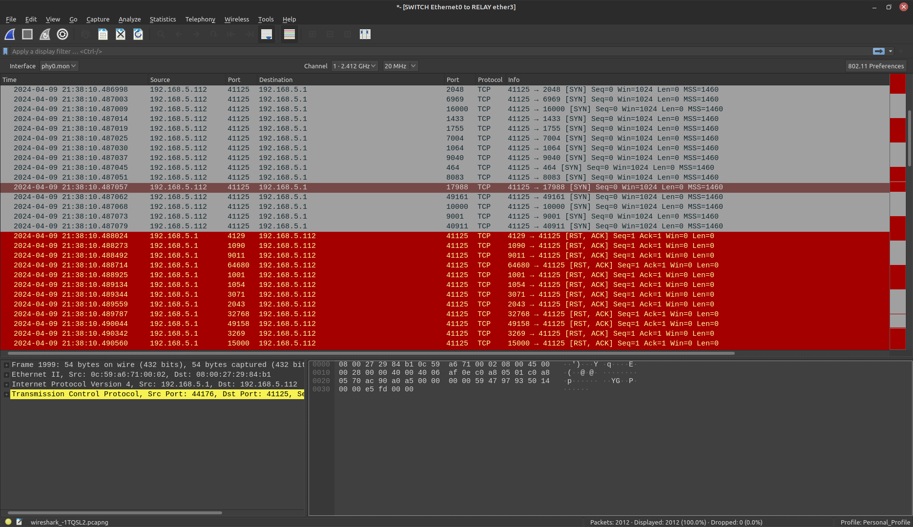 Picture of Wireshakr packet capture