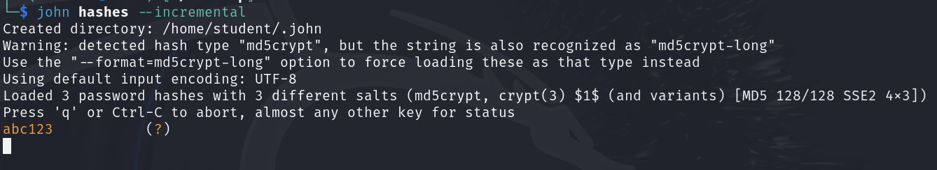 Brute-force attack with John the Ripper