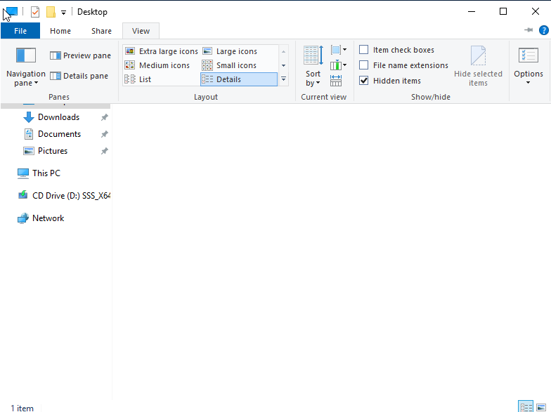 Screenshot of file explorer view bar