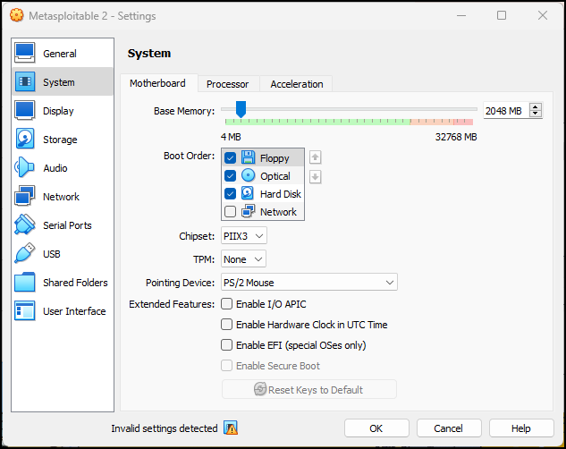 Disable Extended Features