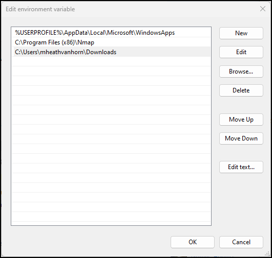 Picture of adding a folder to the path variable