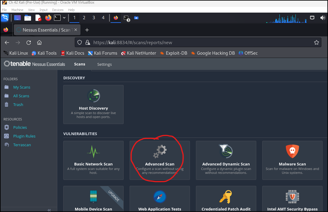 Select advanced scan