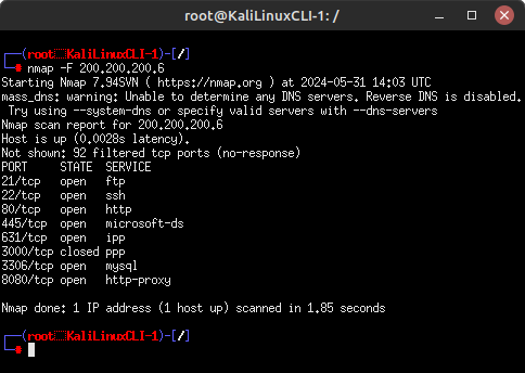 nmap fast scan