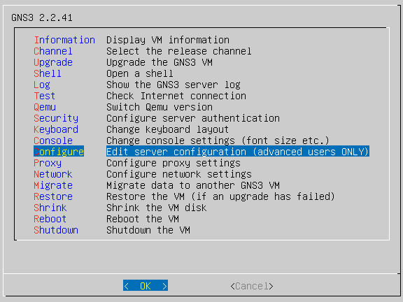 GNS3 configuration