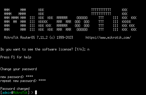 MikroTik startup screen