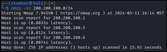 Ping scan of target network