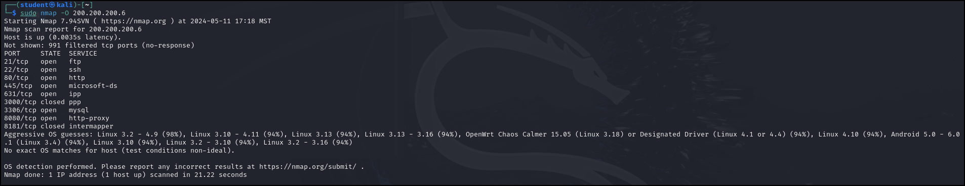 Nmap results trying to detect operating system - Linux