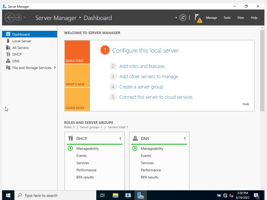 Windows Server Manager Dashboard