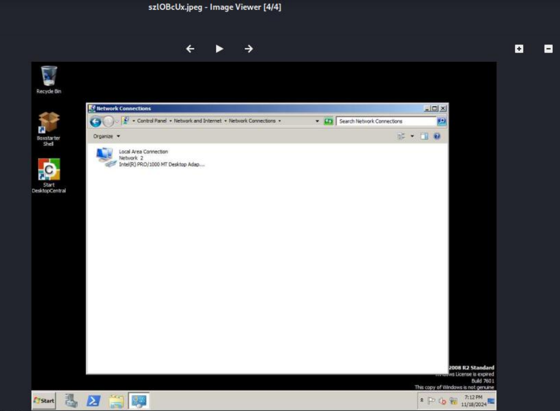 Screenshot of the steps using the "screenshot" command that is being put onto the Kali Machine's desktop