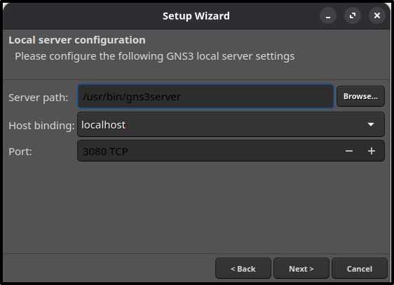 Default local server settings