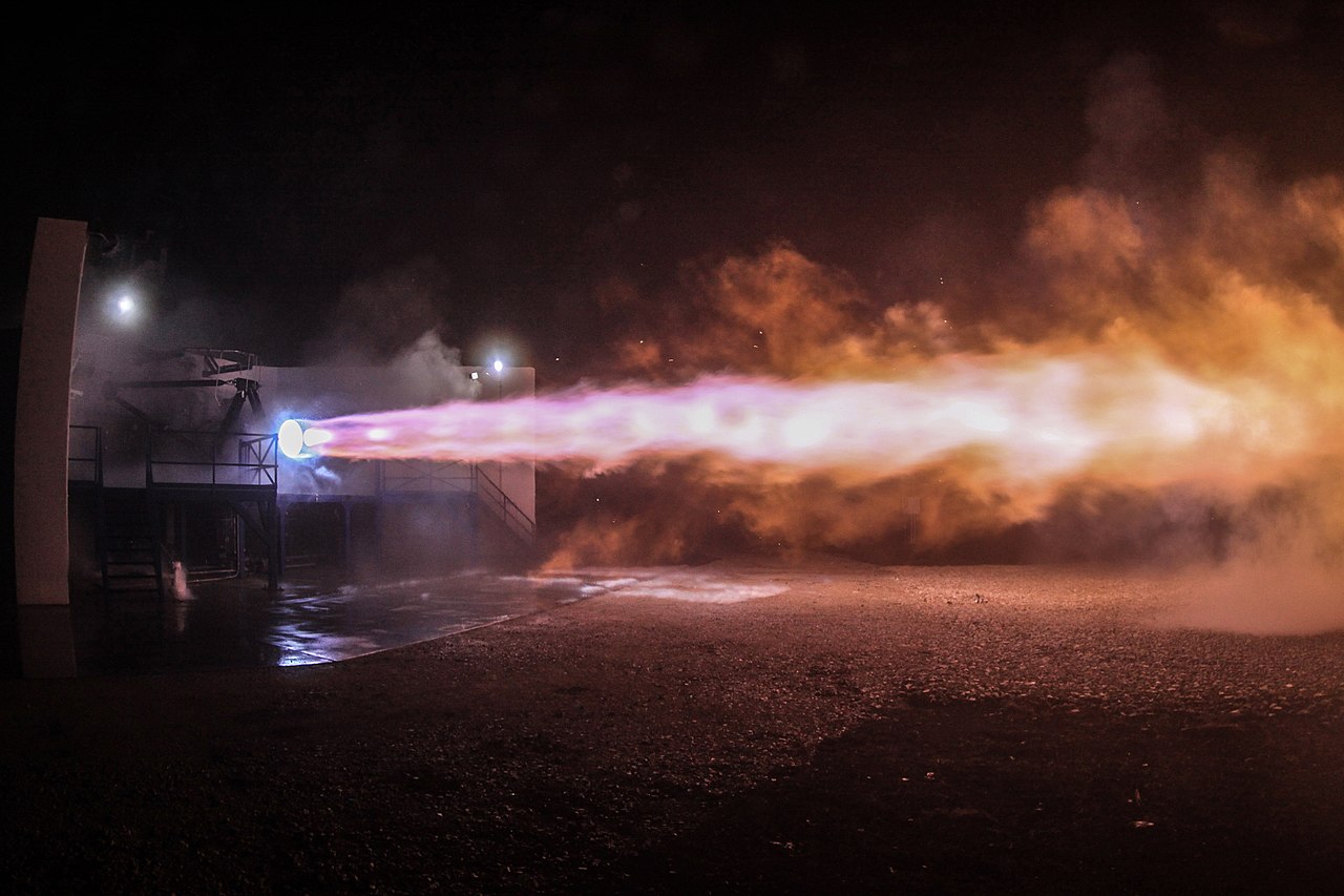 SpaceX Raptor rocket engine test fire.