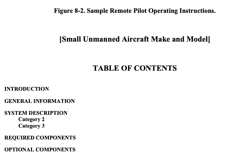 Sample Remote Pilot Operating Instructions.