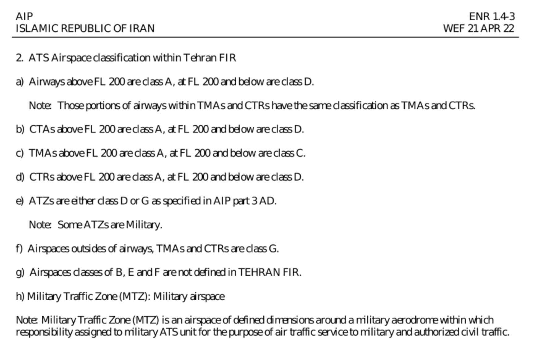 Iranian airspace
