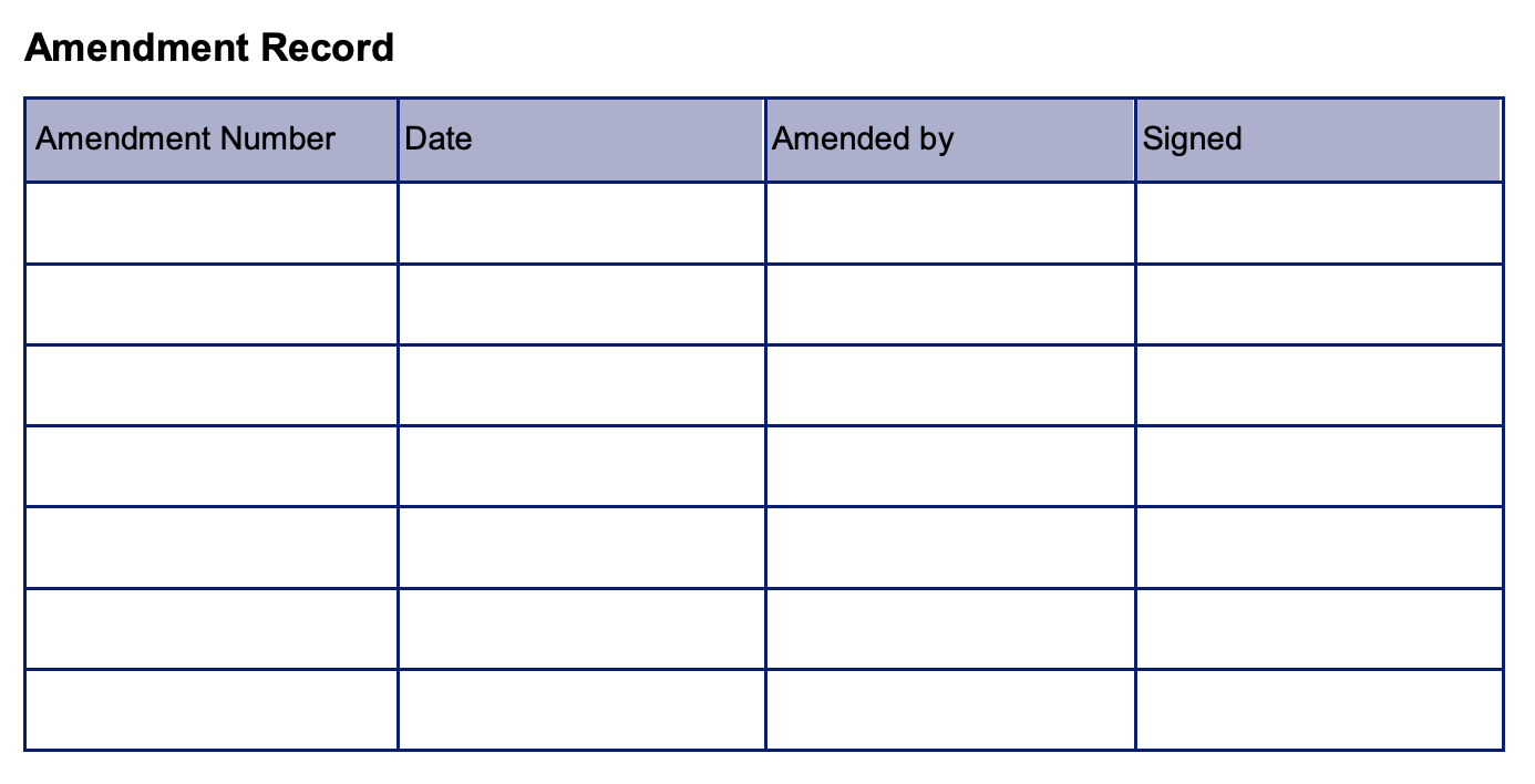 Amendment Record